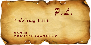Prónay Lili névjegykártya